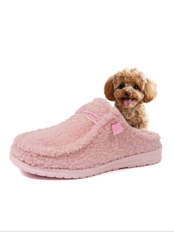 Women's Solid Color Plush Lined Slippers, Casual Soft Comfortable Home Slippers, Warm Slippers for Indoor & Outdoor Use for Winter House Slippers