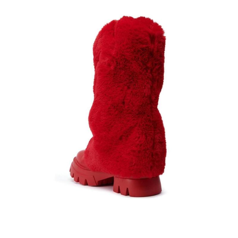 AZALEA WANG FIESTY RED FUR BOOTIE