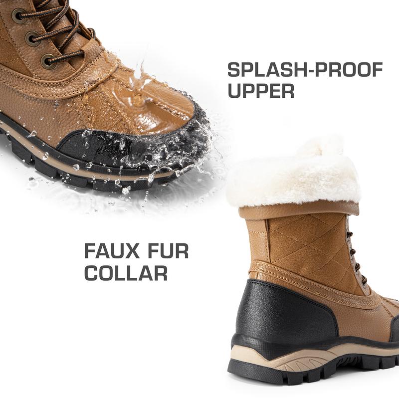 Dream Pairs Snow Boots for Women Waterproof Mid Calf Lace Up Duck Boots Warm Faux Fur Winter Boots for Outdoor