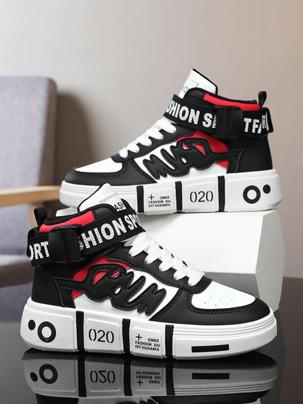 Men's Fashionable Letter Label Design High Top Sneakers, Casual Comfortable Sports Shoes for Daily Wear, Trendy All-match Sneakers for Men