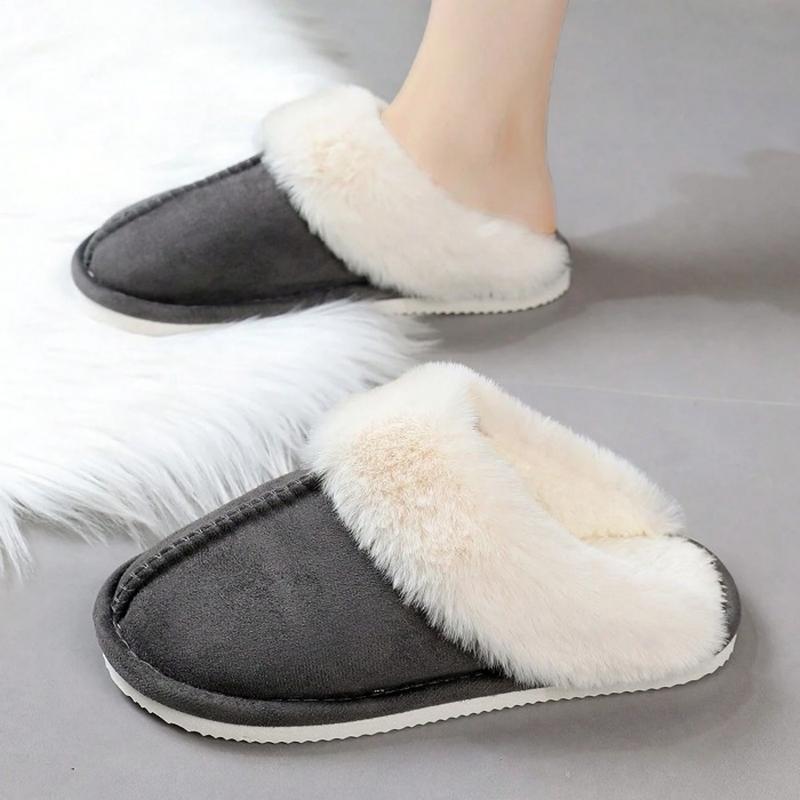 Warm Women's Plush Fleece-Lined Slip-On Moccasin with Fluffy Detail - Non-Slip Winter Home Slippers on Flat Platform Sole  Comfy Memory indoor  shoes Soft Anti-Skid