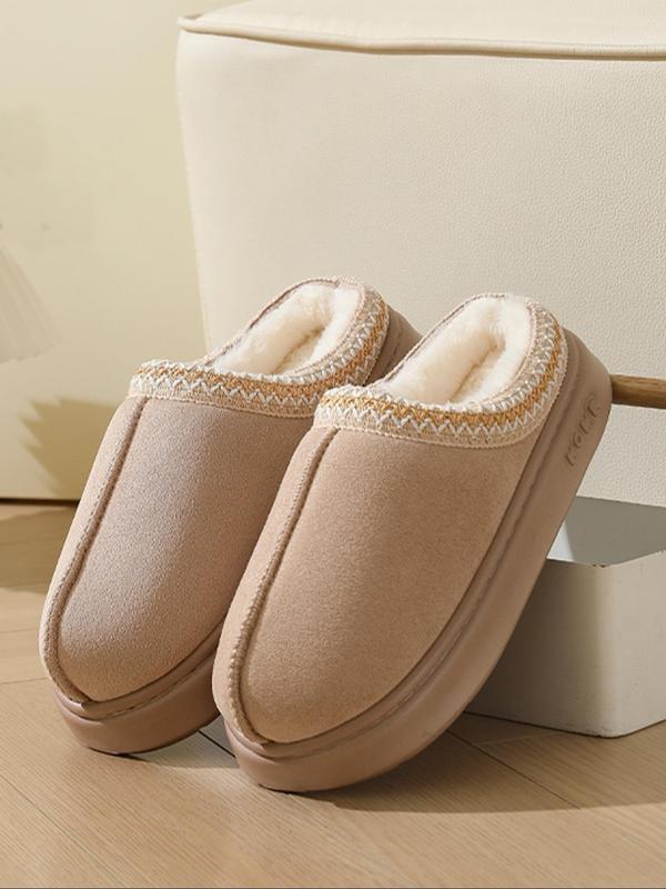 Women's Fashionable Embroidering Trim Design Slippers, Casual Comfortable Home Slippers, Warm Slippers for Indoor & Outdoor Use for Fall & Winter