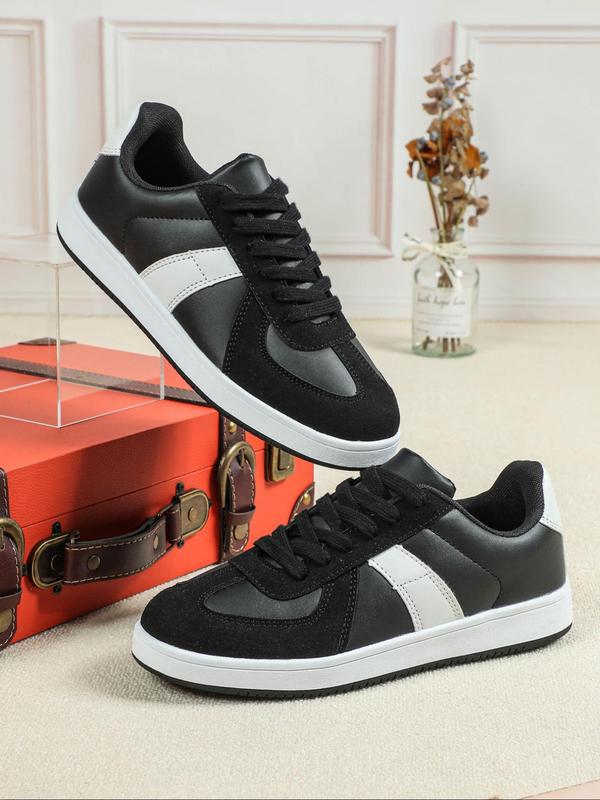 Men's Fashion Colorblock Lace Up Low Top Sneakers, 2024 New Style Casual Comfortable Sports Skate Shoes, Trendy All-match Sneakers for Daily Wear