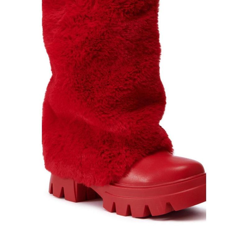 AZALEA WANG FIESTY RED FUR BOOTIE