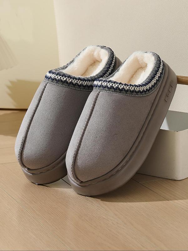 Women's Fashionable Embroidering Trim Design Slippers, Casual Comfortable Home Slippers, Warm Slippers for Indoor & Outdoor Use for Fall & Winter