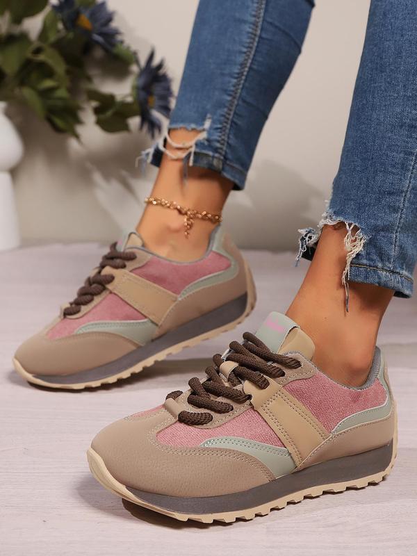 Women's Fashionable Lace Up Low Top Sneakers, Casual Comfortable Sports Shoes for Daily Wear, Perfect for Students and Outdoor Sports