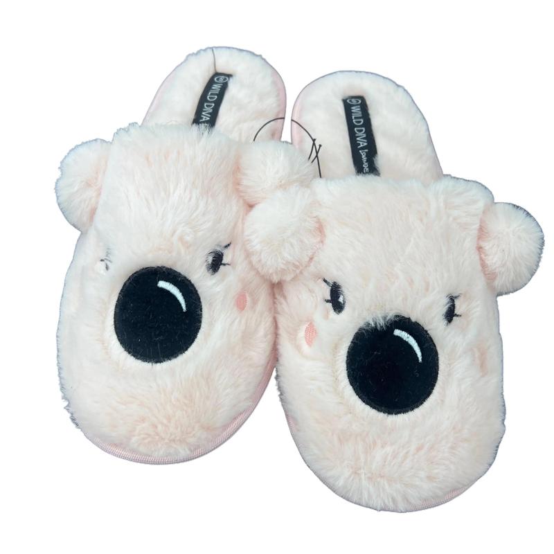 WOMENS FLUZZY KOALA DETAIL DLIDE HOUSE SLIPPER