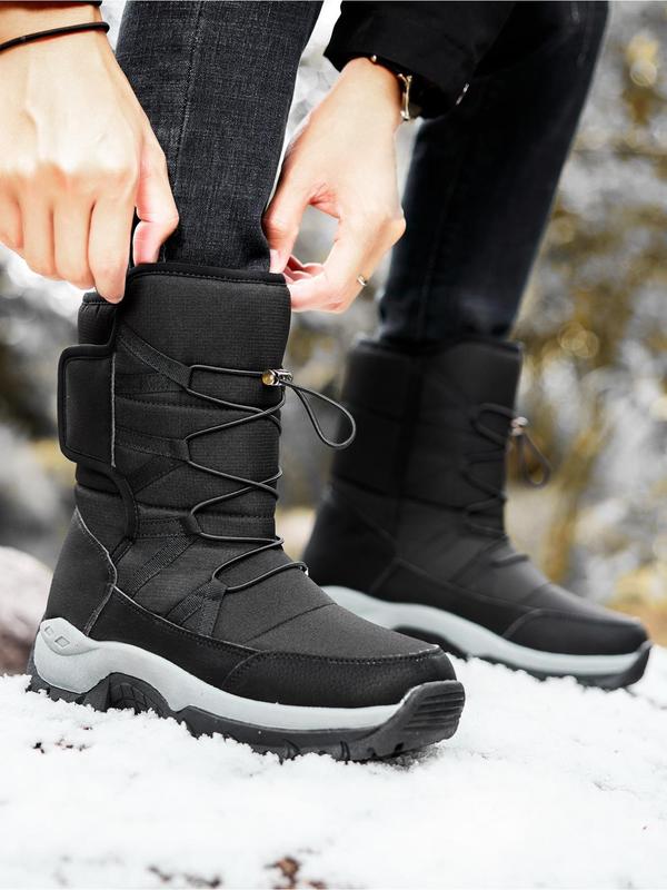 Men's Fashionable Solid Color Lace Up Ankle Boots, Casual Comfortable Warm Snow Boots for Fall & Winter, Male All-match Trendy Shoes for Daily Wear Winter Shoes