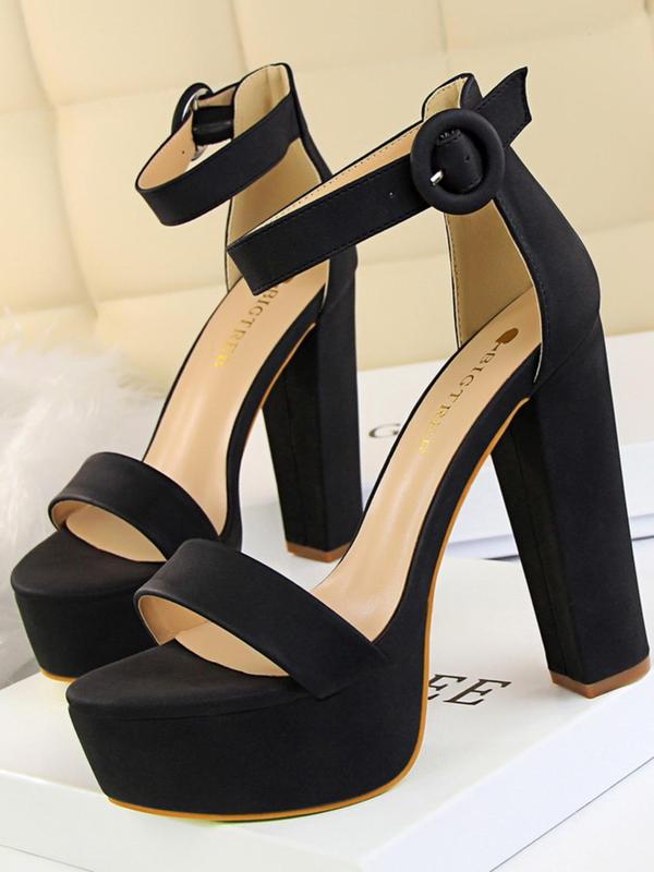 Women's Fashionable Solid Color Platform Sandals, Elegant Open Toe High Heel Sandals for Party, Daily Clothing Decor for Women & Girls