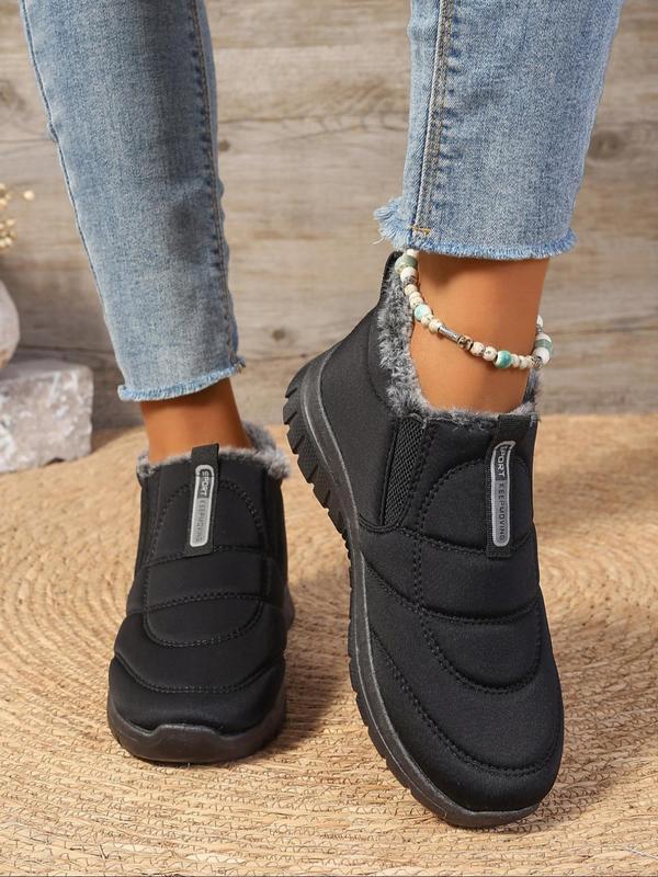 New style plush warm slip-on women's solid color plush lined snow boots autumn and winter leisure comfortable warm short boots women's sports shoes