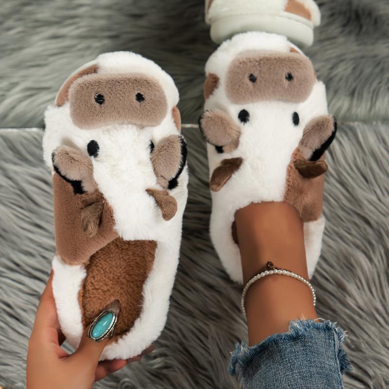 Cow Slippers for Women Cute Cartoon Cow Slides Four Seasons Home Linen Slippers House Shoes Comfortable Bedroom Kawaii Cloud Slides