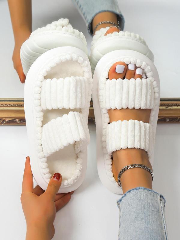 Minimalist Fluffy Slippers, Soft Comfort Warm Open Toe Bedroom Sandals for Gifts, Bedroom Slippers for Fall & Winter Footwear for Girl, Back To School Walking Shoes for Fall 2024, Fall Outfits, Fall Freshness Fall Outfits Fall Outfits 2024