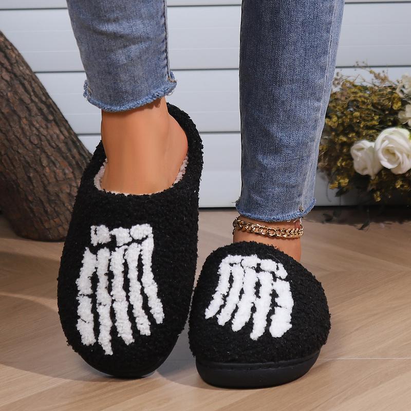 Cozy Winter Fuzzy Slippers Soft Warm Comfortable Closed-Toe Shoes for Indoor Bedroom Pumpkin Plush Slip-On Slippers for Girl House Slipper Halloween