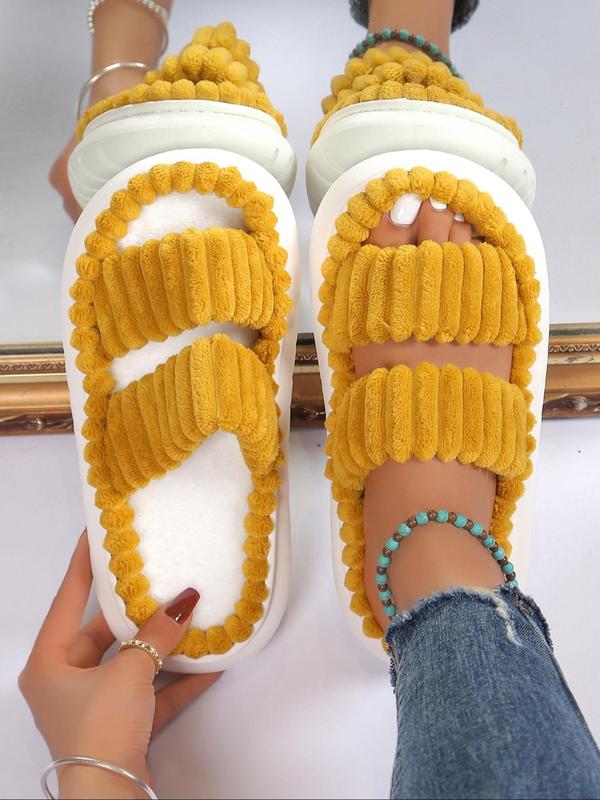 Minimalist Fluffy Slippers, Soft Comfort Warm Open Toe Bedroom Sandals for Gifts, Bedroom Slippers for Fall & Winter Footwear for Girl, Back To School Walking Shoes for Fall 2024, Fall Outfits, Fall Freshness Fall Outfits Fall Outfits 2024