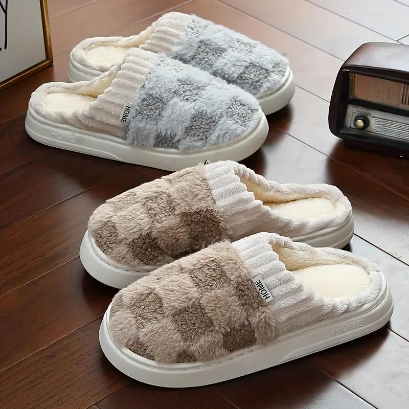 Cozy Winter Fuzzy Slippers Soft Warm Comfortable Closed-Toe Shoes for Indoor Bedroom Pumpkin Plush Slip-On Slippers for Girl House Slipper Halloween