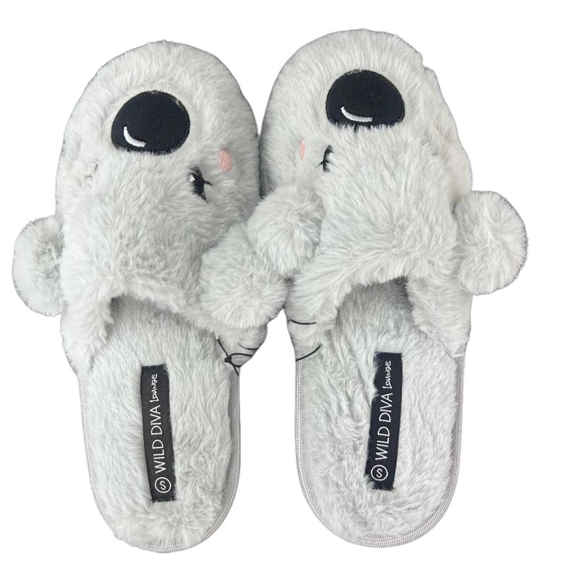 WOMENS FLUZZY KOALA DETAIL DLIDE HOUSE SLIPPER