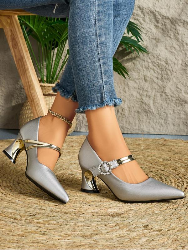 Women's Fashionable Rhinestone Decorated High Heel Shoes, Elegant Pointed Toe Heels for Party, Daily Clothing Decor for Women & Girls