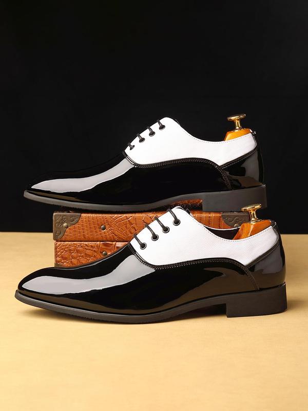 Men's Colorblock Low Heel Dress Shoes, Business Formal Shoes for Work Office, Male Pointed Toe Shoes for Party, Daily Wear