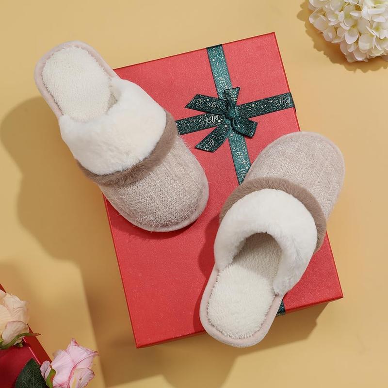 Cozy Slippers for Women Indoor and Outdoor Fuzzy House Shoes with Memory Foam Anti-Skid Sole Gifts for Women Mom Ladies