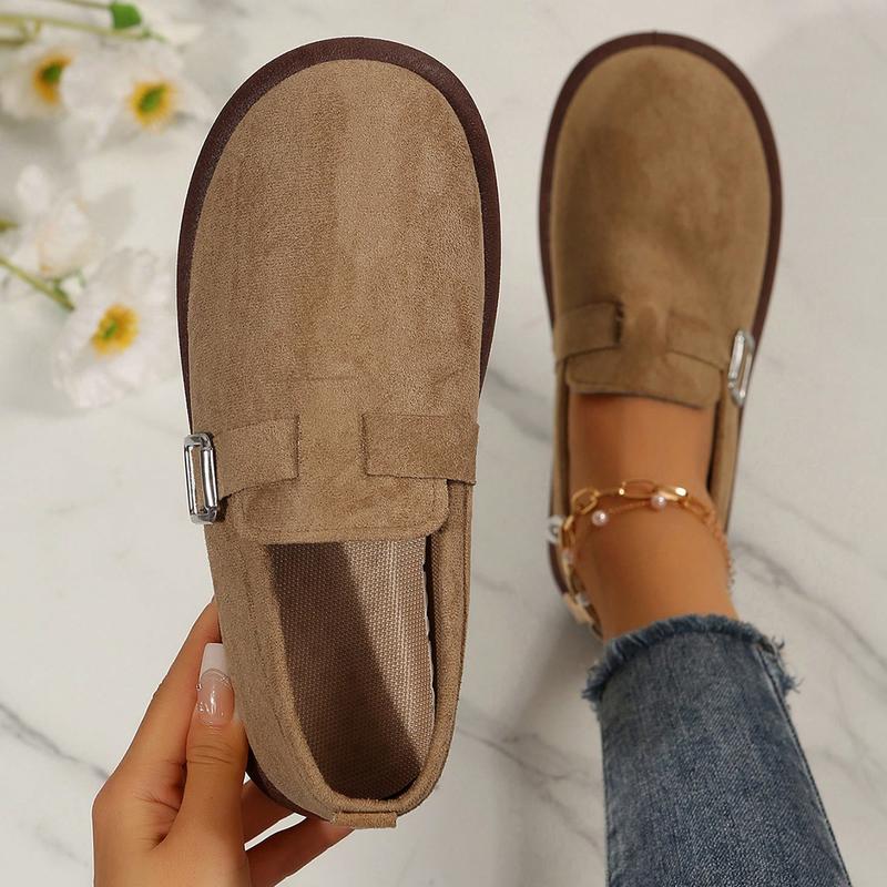 Women's  Cozy Suede Clogs With Arch Support, Buckle Adjustment Outdoor Comfortable Slip-Ons