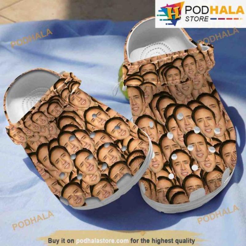 Nicolas Cage Face Pattern 3D Funny Clog