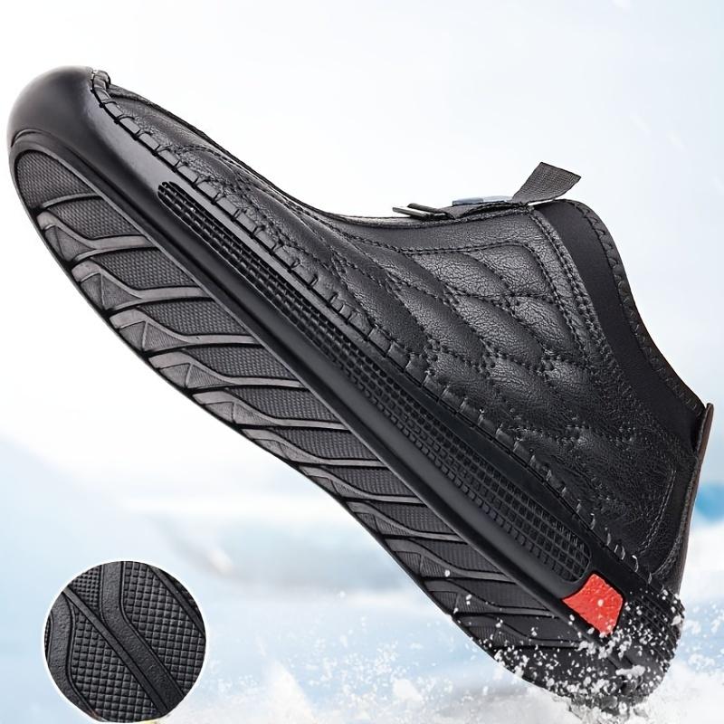 Men's Winter Thermal Fleece Lined Snow Boots-Slip-on Casual Outdoor Shoes, Non-Slip Rubber Sole