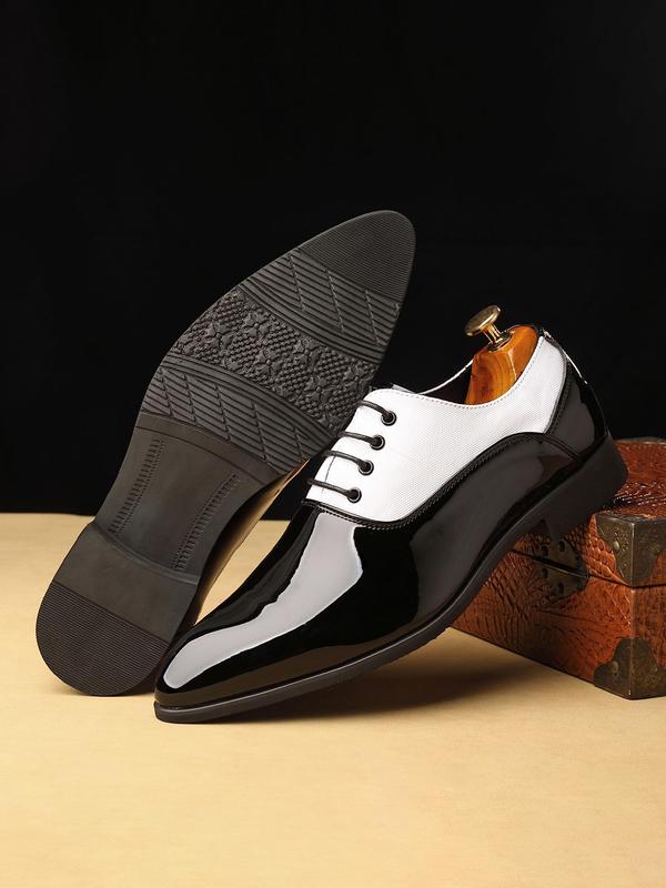 Men's Colorblock Low Heel Dress Shoes, Business Formal Shoes for Work Office, Male Pointed Toe Shoes for Party, Daily Wear