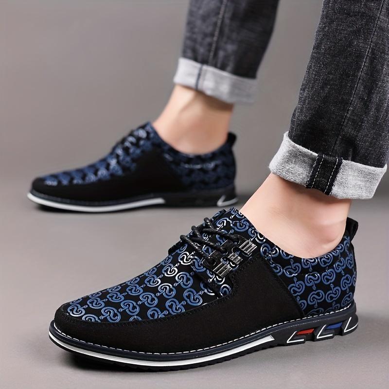 Men's Derby Shoes, Lace-up Front Geometric Pattern Dress Shoes For Men Office Business Formal, Black Tie Optional Events, Middle Aged Men's Footwear