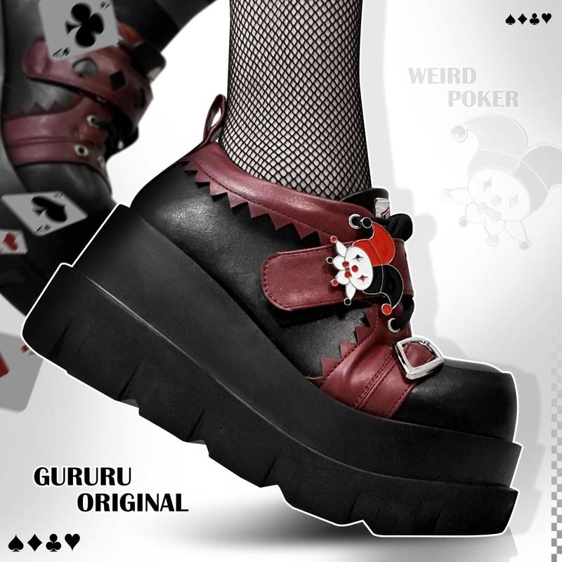 Subculture Clown Poker Theme Punk Spice Girl Platform Shoes