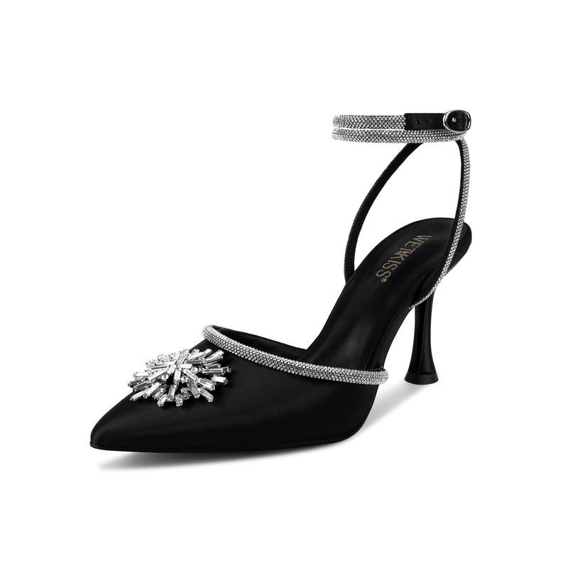 WETKISS Rhinestones Heels Dress Shoes for Women Wedding Shoes