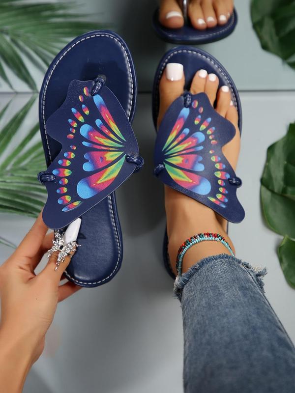 Women's Fashionable Butterfly Design Slip on Sandals, Casual Versatile Sandals for Daily Wear, Summer Breathable Comfortable Shoes Perfect for Beach Vacation, Footwear for Girl