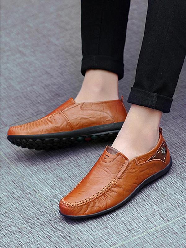 Men's 1 Pair Minimalist Casual Plain Slip on Shoes, Business Style Lightweight Breathable Comfort Flat Shoes For All Seasons