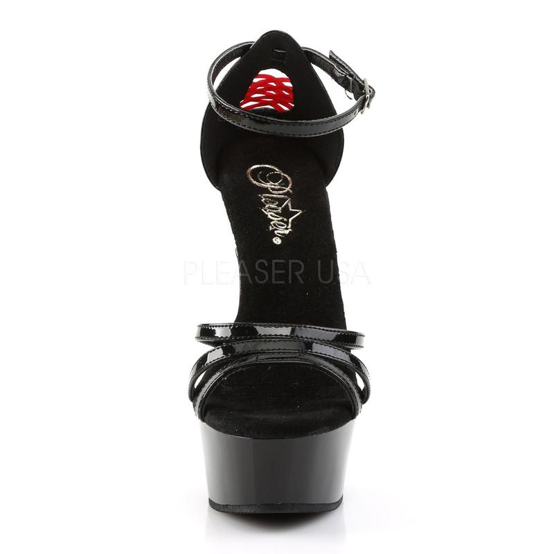 PLEASER DELIGHT-662 Black Pat Stiletto Sandals