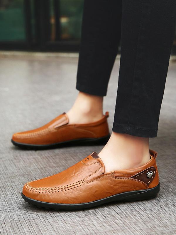 Men's 1 Pair Minimalist Casual Plain Slip on Shoes, Business Style Lightweight Breathable Comfort Flat Shoes For All Seasons