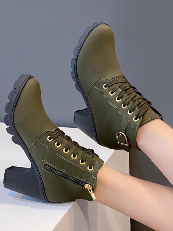 Women's Fashionable Rhinestone Decorated Belted Design Boots, Casual Comfortable Round Toe Ankle Boots for Fall & Winter, All-match Commuter Shoes for Work & Daily Wear