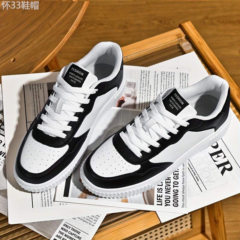 Men's Trendy Street Style Low Top Skateboard Shoes, Comfy Non Slip Lace Up Casual Sneakers For Men's Outdoor Activities Closed Boy