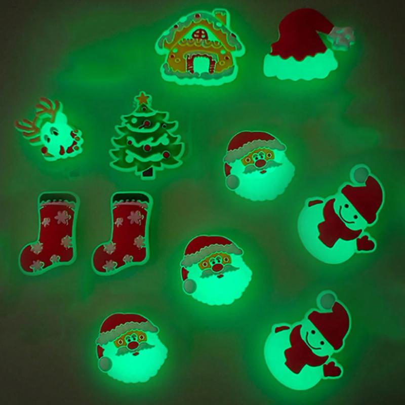 7pcs Luminous Shoe Charms For Christmas Gifts, Glow In The Dark Santa Claus Shoe Accessories,Christmas