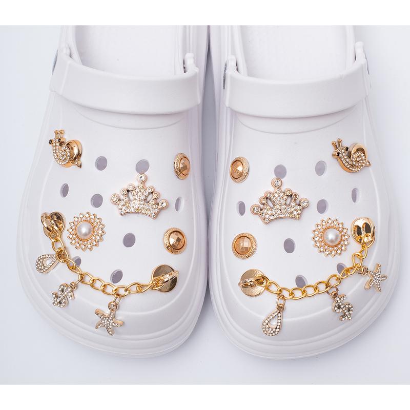 Cave Shoes Accessories Pearl Bear Chain Shoe Buckle Garden Beach Shoes Set Detachable DIY Matching