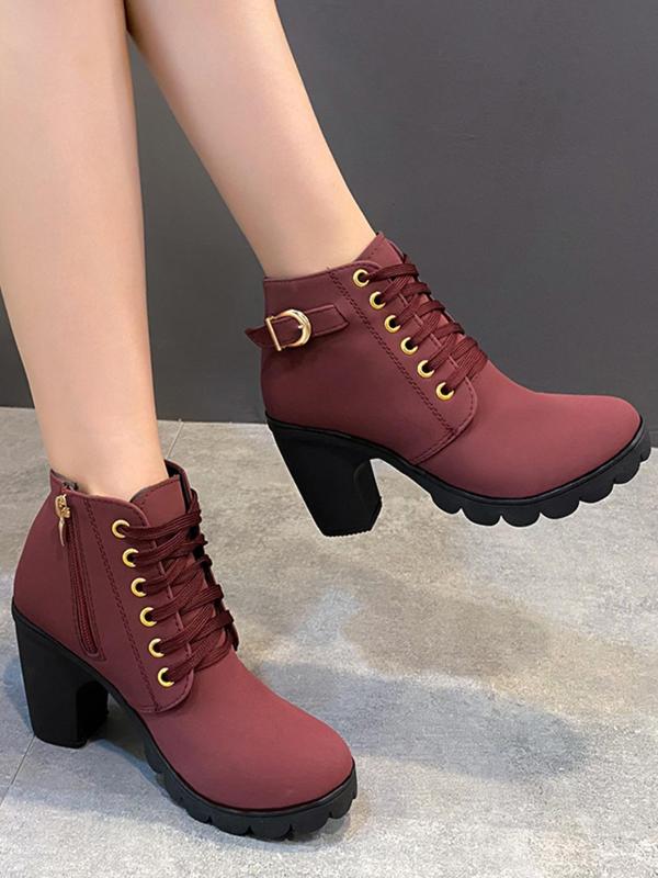 Women's Fashionable Rhinestone Decorated Belted Design Boots, Casual Comfortable Round Toe Ankle Boots for Fall & Winter, All-match Commuter Shoes for Work & Daily Wear