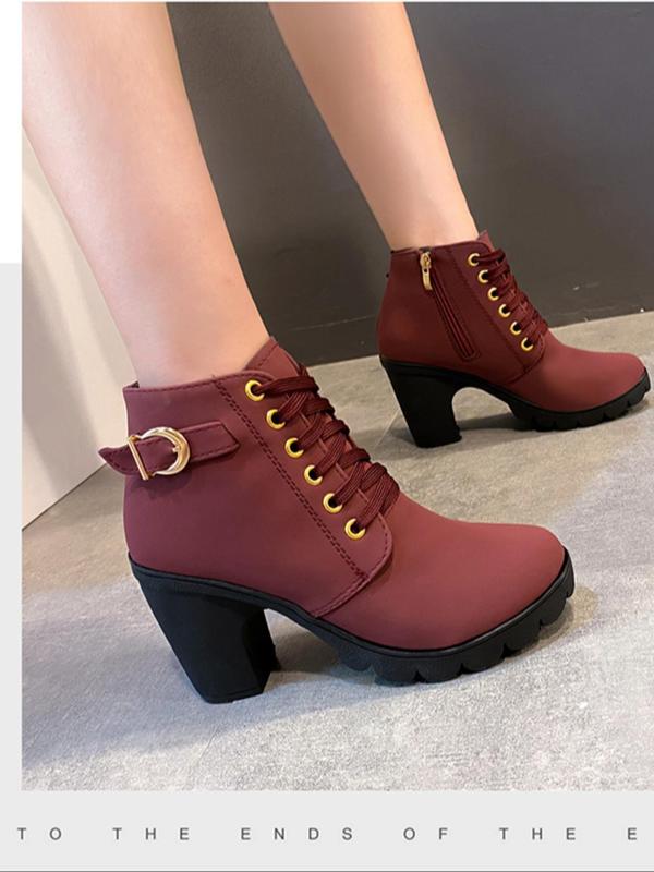 Women's Fashionable Rhinestone Decorated Belted Design Boots, Casual Comfortable Round Toe Ankle Boots for Fall & Winter, All-match Commuter Shoes for Work & Daily Wear