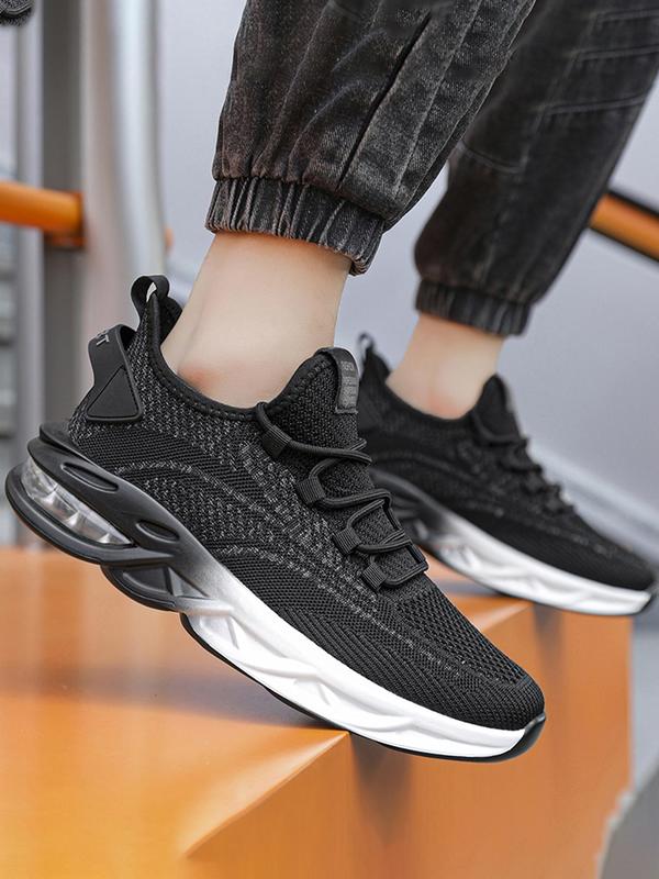 Men's Fashionable Lace Up Mesh Color Transition Sole Low Top Sneakers, Casual Breathable Comfortable Sports Running Shoes, Male All-match Round Toe Shoes for Daily Wear