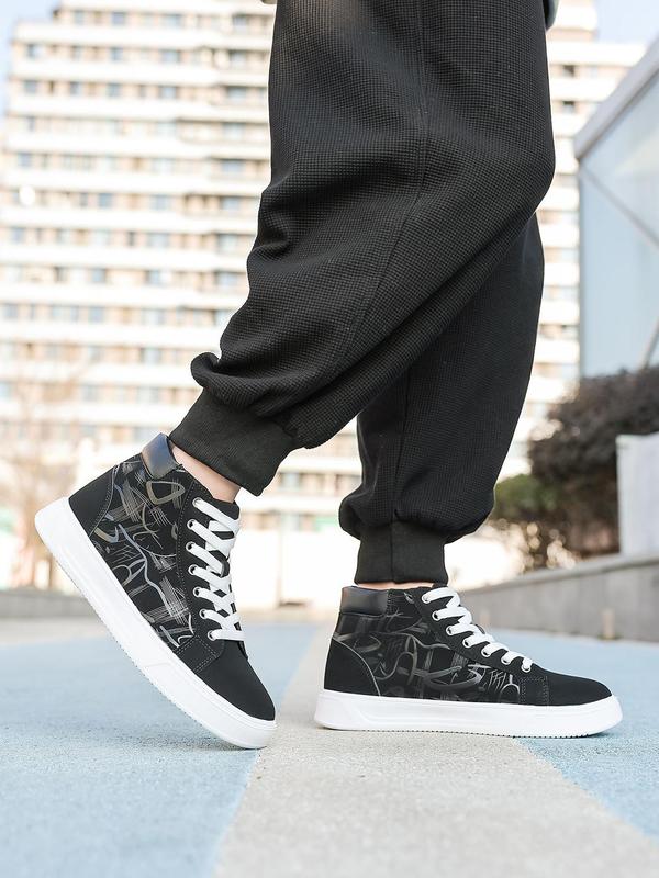 Men's Fashionable Colorblock Lace-up High Top Sneakers, Casual Comfortable Lightweight Sports Shoes for Daily Wear, Trendy All-match Skate Shoes