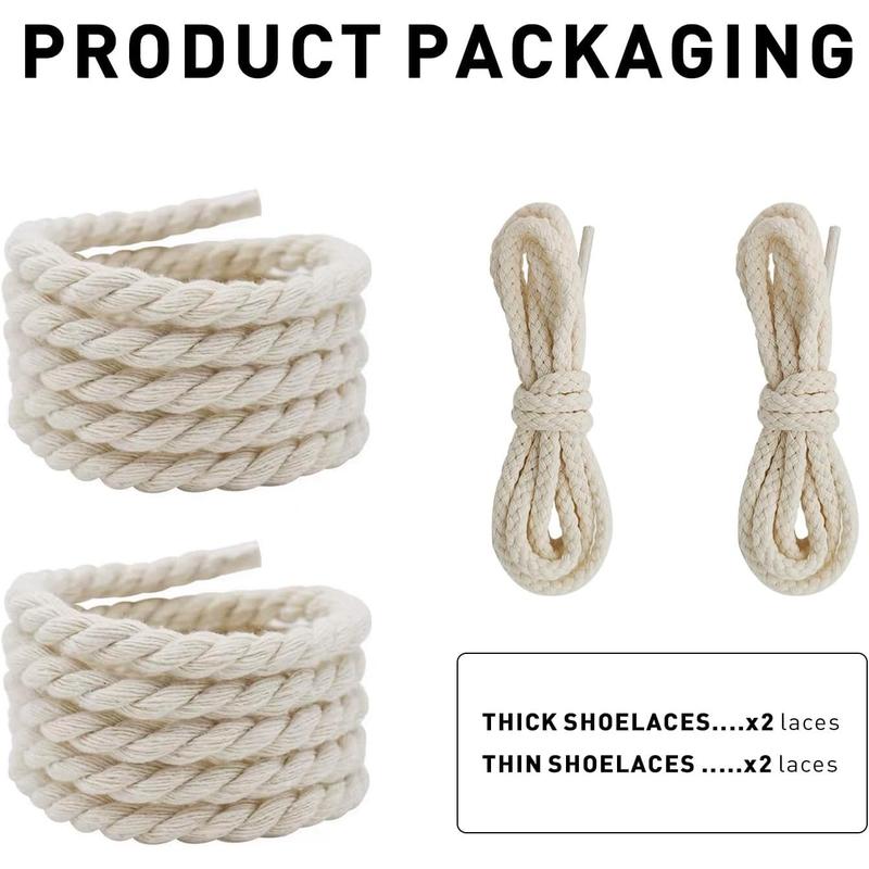 Thick Rope Shoe Laces Stgs for Air Force 1, Round Cotton Chunky Shoelaces Replacement Laces for Sneakers