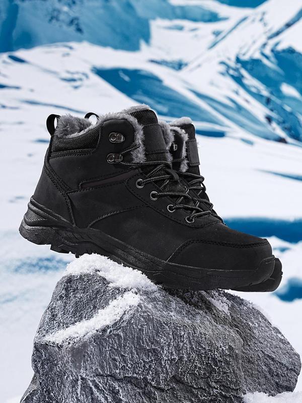 Men's Fashionable Solid Color Snow Boots, Casual Waterproof Winter Boots, Warm and Comfortable Non-slip Ankle Snow Boots for Outdoor Activities