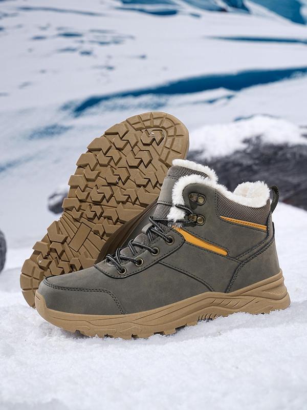 Men's Fashionable Solid Color Snow Boots, Casual Waterproof Winter Boots, Warm and Comfortable Non-slip Ankle Snow Boots for Outdoor Activities