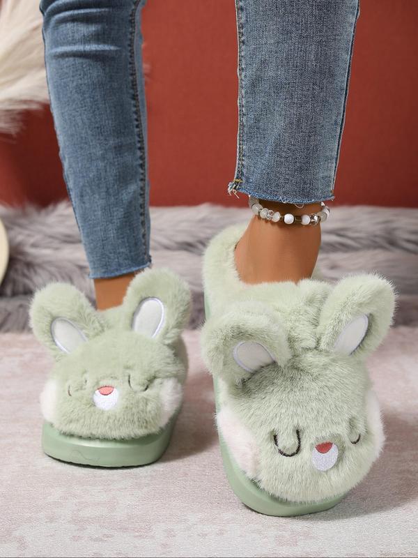 Women's Cute Cartoon Rabbit Design Plush Slippers, Casual Soft Comfortable Home Slippers, Warm Slippers for Indoor & Outdoor Use for Fall & Winter