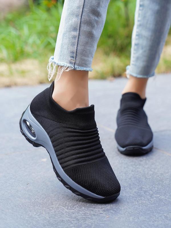 Women's Solid Color Slip on Sneakers, Casual Comfortable Breathable Sports Running Shoes, All-match Basic Shoes for Daily Wear