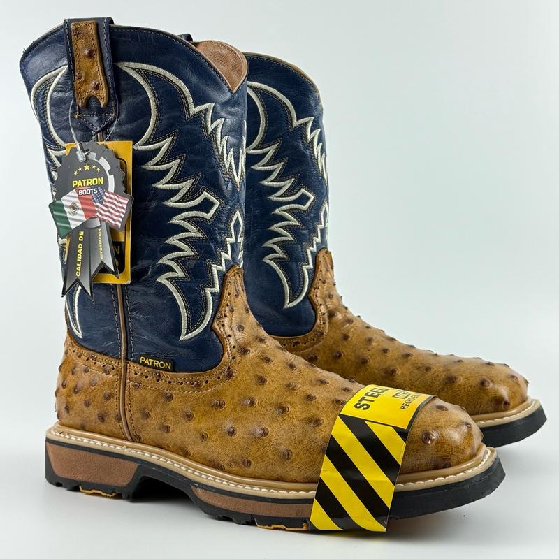 830 Ave Orix Ostrich Print Steel Toe Patron Work Boot - Goodyearwelt Construction, Comfortable Insert, Ostrich Print Boy, Footwear Closed