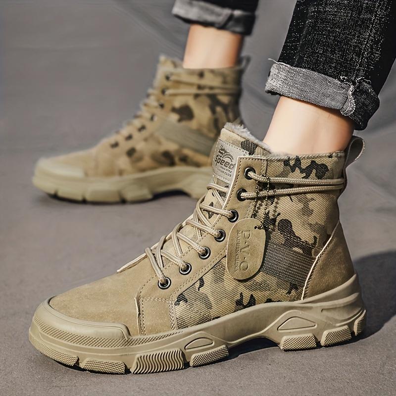 Men's Camouflage Sturdy Work Boots Lace-up Boots - Comfortable And Breathable Shoes