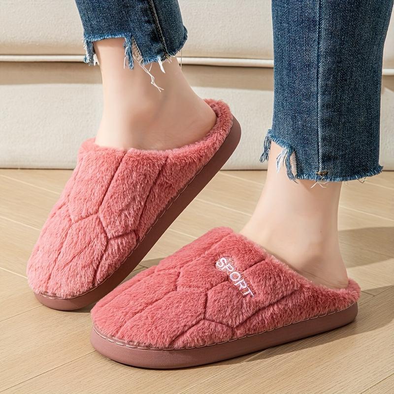 Women's Plush House Slippers, Cozy & Warm Closed Toe Shoes, Indoor Bedroom Fuzzy Slippers,Comfortable Indoor Memory Foam Home Slippers for Women Men